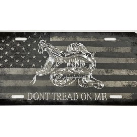 BLVD Engraved US Flag Gadsden DONT TREAD ON ME Car Tag Diamond Etched License Plate