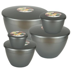 Just Pudding Basins Silver Space Saving Set of Plastic Steam Pudding Bowls and Lids 5 Popular Sizes Up to 3 Pints