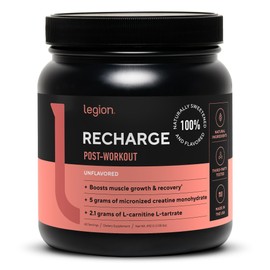 LEGION Recharge Post Workout Supplement - All Natural Muscle Builder & Recovery Drink with Micronized Creatine Monohydrate Naturally Sweetened & Flavored (Unflavored, 60 Servings, Pack of 1)