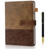 A5 Leather Notebook with Pen, 256 Pages Hardcover Journal for