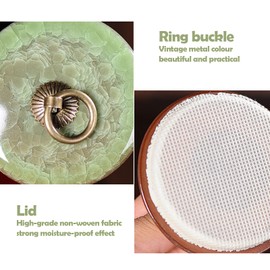 Umberdom Ceramic Dog Urn Cat Urn Handicrafted Ashes Keepsake Memorial Gift, Malachite Green with Photo Display Box