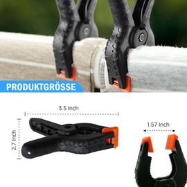 Clamping Clamps, Pack of 16 Spring Clamps for Glues, Plastic Clamps with Movable Jaws for Woodworking, Photographic Backgrounds, Spring Clamp, Black