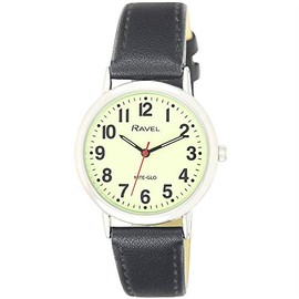 Ravel Glow in The Dark Luminous Dial Watch (Black)