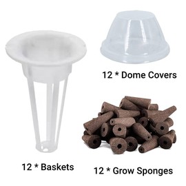 Hydroponic Growing Set, Hydroponics System Garden Pods with Grow Sponge Domes Baskets (12 Sets)