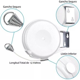 Main Tendedero De Pared Retractil Blanco Interior Exterior Ropa