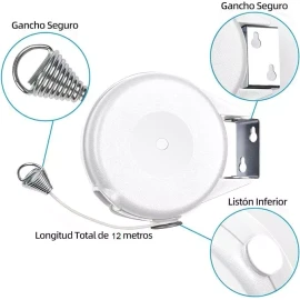 Main Tendedero De Pared Retractil Blanco Interior Exterior Ropa