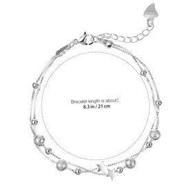 TEHAUX Anklet Bracelets for Women 2pcs Double Layered Chain Star Design Comfortable Fashionable for Daily Use