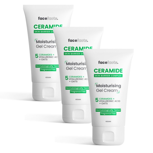 3x 50 ml Face Facts Ceramide Moisturising Gel Cream –