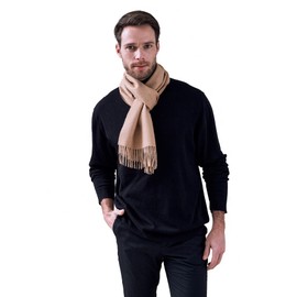 Sol Alpaca unisex classic Baby Alpaca wool fringed brushed scarf (Camel)