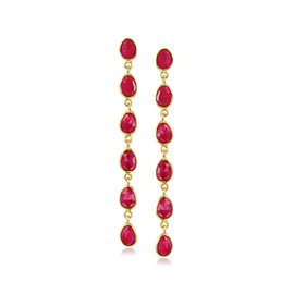 Ross-Simons 7.50 ct. t.w. Ruby Drop Earrings in 18kt Gold Over Sterling