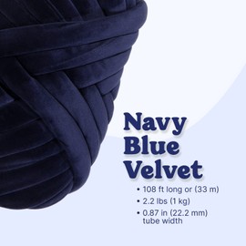 TUCO DEALS Ultra Soft 2.2 LBS (1kg) Chunky Yarn for Hand Knitting, Lush Velvet Fabric Tube Yarn to Make Handbags, Pillows, Blankets, Crafts (Navy Blue)