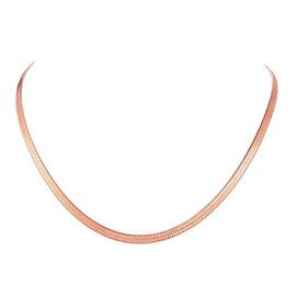 FindChic 3MM Flat Snake Necklace Jewellery for Women 38CM Rose Gold Plated Stainless Steel Herringbone Chain Necklace