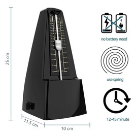 Mechanical Metronome,Universal Metronome for Piano Guitar Violin Bass Drum,High Precision Track Beat and Tempo (Black)