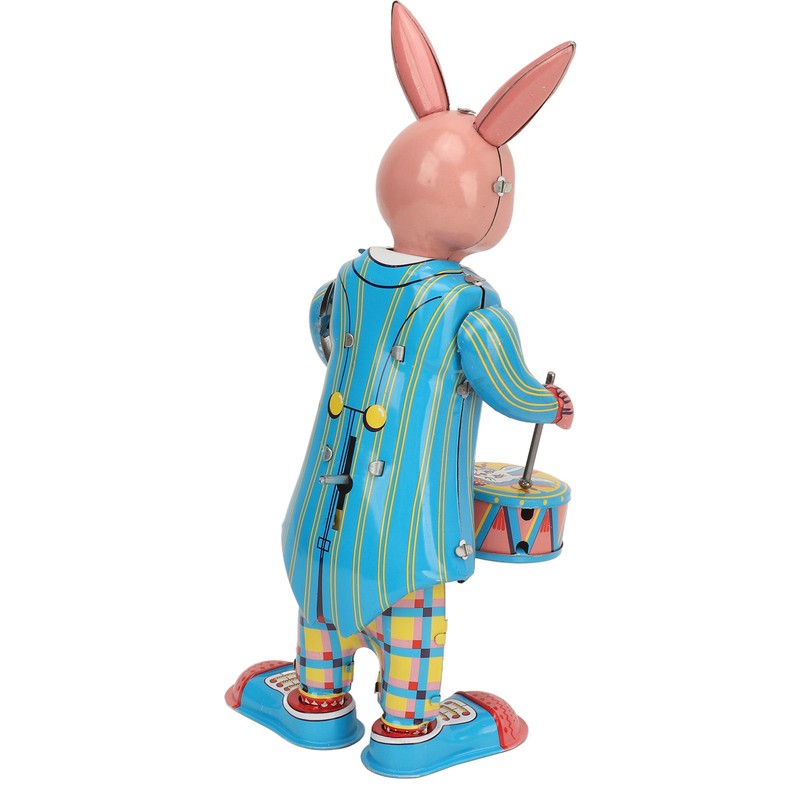 Rabbit Clockwork Toy Retro Metal Swinging Drumming Rabbit Wind Up