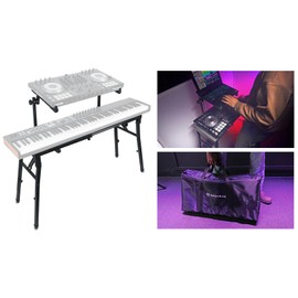 Rockville PKS40 2-Tier Keyboard Stand, Adjustable, Steel, Foldable, Detachable Second Tier, Carry Bag, Perfect for DJs, Studios, Live Performances