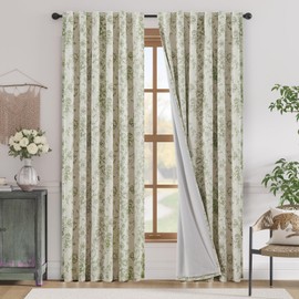 jinchan Blackout Linen Blend Curtains Floral Curtains for Living Room 84 Inch Length Sage Green Printed Curtains with Lined Blackout Curtains for Bedroom Farmhouse Curtains Set 2 Panels