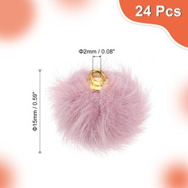 sourcing map Pom Pom Charm, 24Pcs 15mm - Faux Fur Fluffy Pom Poms Pendants Balls, Pom Poms for DIY Crafts Jewelry Making Keychain Accessory (Bean Pink)