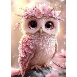 MAXBYE Pink Cute Owl Diamond Paintings, Owl Diamond Art Kits for Adults, 5D Diamond Art Kits, Diamond Art for Home Décor Items, and Extra 30% Diamonds, 12x16in