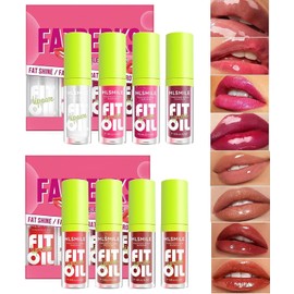 Lip Gloss Hidratante de 8 Colores, Lip Oil Transparente, Efecto Espejo, No pegajoso, Nutritivo y Duradero, No Se Desvanece Fácilmente, Cuidado Labial, Adecuado para Maquillaje Diario, Regalos
