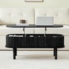 Fluted Lift Top Coffee Table with Hidden Compartment, Fully Assembled