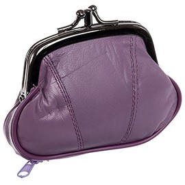 Marshal Womens Leather Kiss Lock Coin Purse (Purple)
