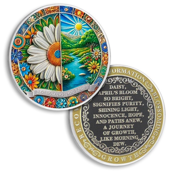 Pure Daisy Sobriety Coins, Recovery Medals - Clean NA AA