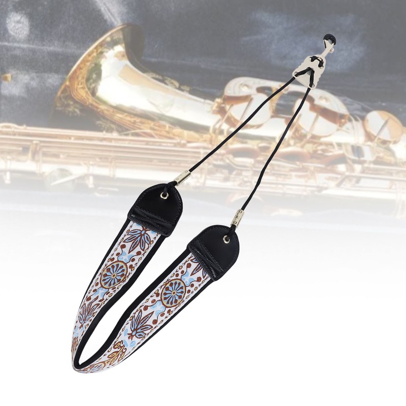 Embroidery Saxophone Neck Strap for Alto Tenor Sax Adjustable Instrument