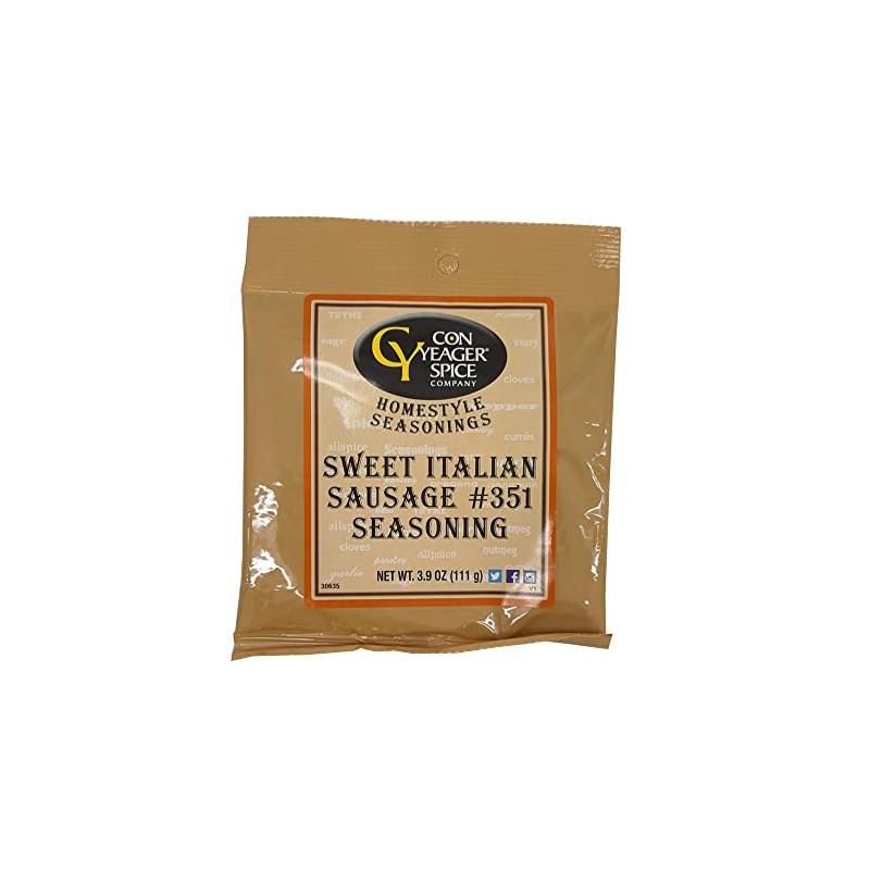 Con Yeager Spices Sweet Italian Sausage 351 Seasoning 3.9oz #30635