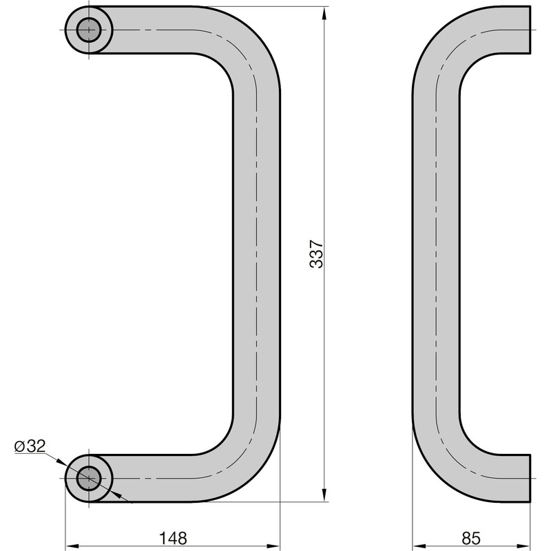 BASI U-Shape Offset Push Handle | Exterior Door Fitting |