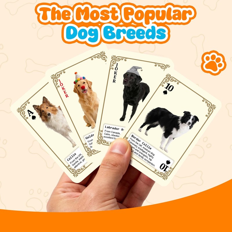 TigoFonge Dog Lovers Playing Cards, 54-Card Deck