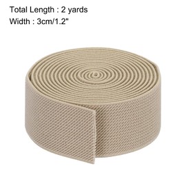 MECCANIXITY Twill Wide Elastic Band Double-Side 1.2 inch Flat 2 Yard Woven Elastic Band Knit Elastic Spool Heavy Stretch Strap Beige for Sewing, Waistband