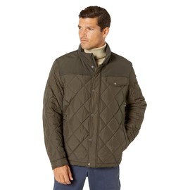 Cole Haan Signature Men's Tonal Mixed Media Diamond Quilted Jacket, Olive, Medium