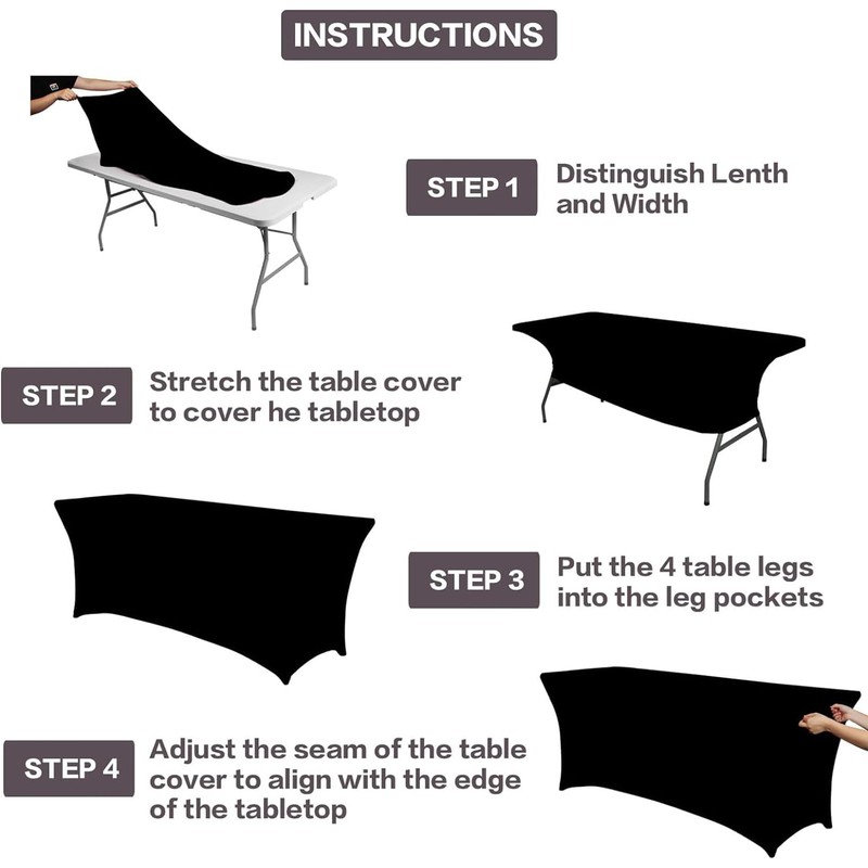 Kesfey 8ft Spandex Tablecloths Stretch Table Cover, Rectangular Table Fitted