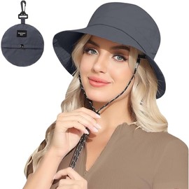 TAGNEFLOR Sombreros de Sol para Hombres Mujeres,Sombrero de Cubo,Sombrero para Senderismo,Transpirable, Impermeable,Protección Solar UV Sombrero de Mujer al Aire Libre (Algodón, Gris)