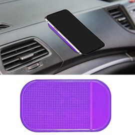 Car Dashboard Non-Slip Mat, Washable Reusable Magic Sticky Gripping Mat, 5.27"x 3.28" Anti-Slip Car Dashboard Pad for Radar Detector, Phone, Keys, GPS, Coins (Purple)