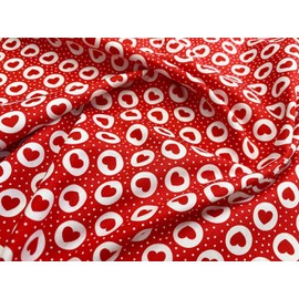 100% Cotton Poplin Fabric - Red & White Love Hearts on Red - Craft Fabric Material by The Metre (CP0883)