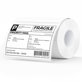 MUNBYN 4” X 3” Direct Thermal Labels, White Thermal Printer Stickers, Strong Adhesive, Labels Paper for Mailing, Barcode, 500 Sheets/1 Roll