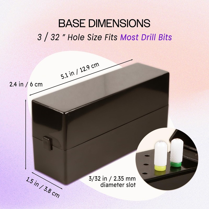 PANA Rectangle Nail Drill Bit Holder Display Organizer Case -