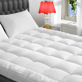Extra Thick Fitted Mattress Topper - California King Size | Cooling Pillow Top Mattress Pad with Plush Soft Down Alternative Fill for Back Pain | Pillowtop | 72" x 84"