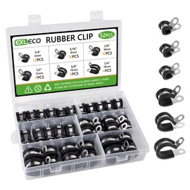 EXLECO Pack of 52 Cable Clamps for Screwing Cable Clamps Stainless Steel Kit Rubber P Clips Pipe Clamps with Rubber Insert Clamps with Rubber Cable Clamp for Pipe Wire 6 mm 8 mm 10 mm 13 mm 16 mm 19