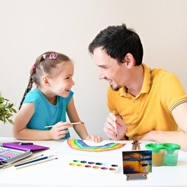 LALAFINA aquete de 24 mini paneles de lona de 4 x 4 pulgada, mini azulejos magnéticos de pintura, paneles de arte de algodón estirado, Caballete de Pintura para Suministros