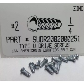 AMERICANINTEGRATEDSUPPLY.COM #2x1/4 Round Head U-Drive Screws Steel Zinc Plated (100)