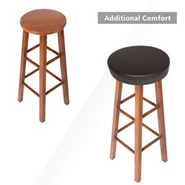 Shinnwa Bar Stool Covers Round, Waterproof Leather Bar Stool Cushions Round with Elastic and Foam Padded 13 Inch Brown