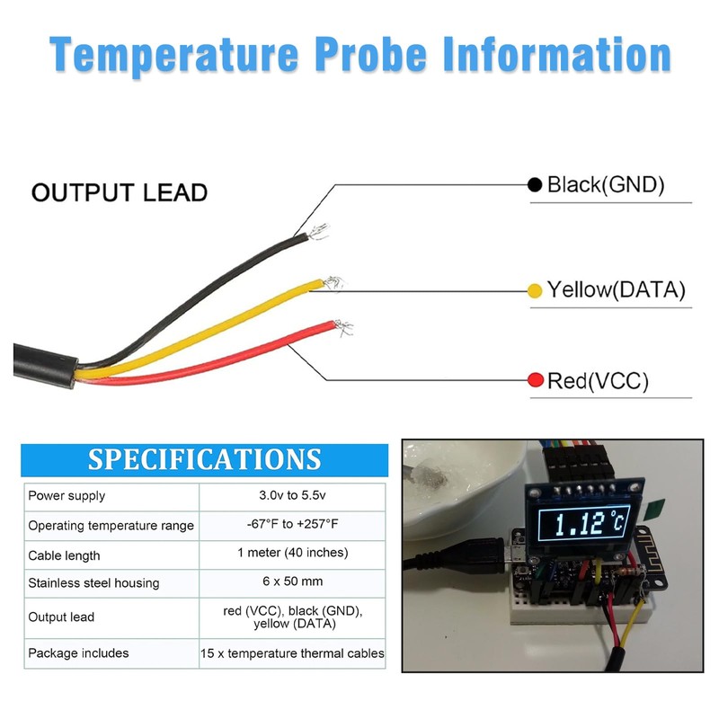 5 m Temperature Sensor Binghe Pack of 2 5 m