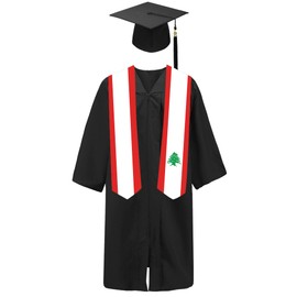 SNUWITH Lebanon Flag Graduation Sash/Stole/Scarf 180X13CM Double Sided for Study Aboard International Students Graduation Decoration Item Gift