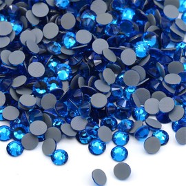 Hotfix Rhinestones Flatback Glass Rhinestone 6000PCS SS6 1.9-2.0MM Round Gems for Nails Art Glitter Crystals Stone DIY Bags Clothes Shoes (Capri Blue)
