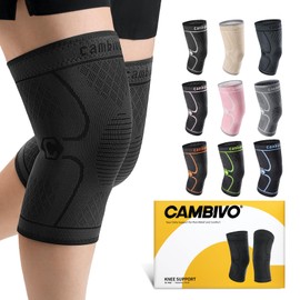 CAMBIVO Pack of 2 Knee Support for Men and Women, Compressed Knee Support, Medical Knee Pads for Running, Meniscus Tear, Arthritis, ACL, Blue, L