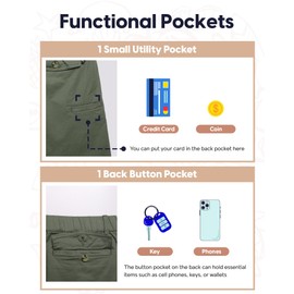 maamgic Men's Classic-fit 7" Cotton Casual Shorts Elastic Waistband with Multi-Pocket Daily Wear Walking Summer Outfit