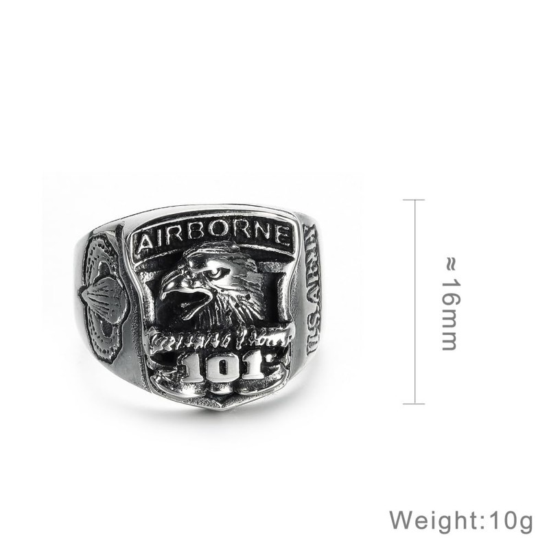 US Army 101st Airborne Division Titanium Steel Ring, Military Veteran