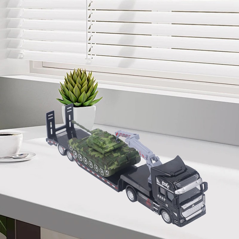 Flatbed Trailer Toy Simulation Detachable Collectible Military Trailer Tank Model